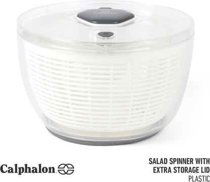 Calphalon Aero 6.3-Qt Stainless Steel Salad Spinner, Fruit & Vegetable Washer Bowl with Strainer Basket for Washing Lettuce, Spinach, Herbs & Fresh Produce
