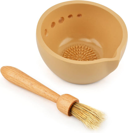 Pottery Herb Stripper Bowl with Multiple Size Holes - Kitchen Tool for Separating Herb Leaves from Stems & Root Removal(Size:2.76inch)