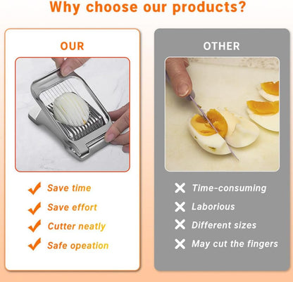 Egg Slicer for Hard Boiled Eggs, Easy Cutting Grid with Brush, Perfect for Salads & Sandwiches, Quick and Easy Kitchen Tool