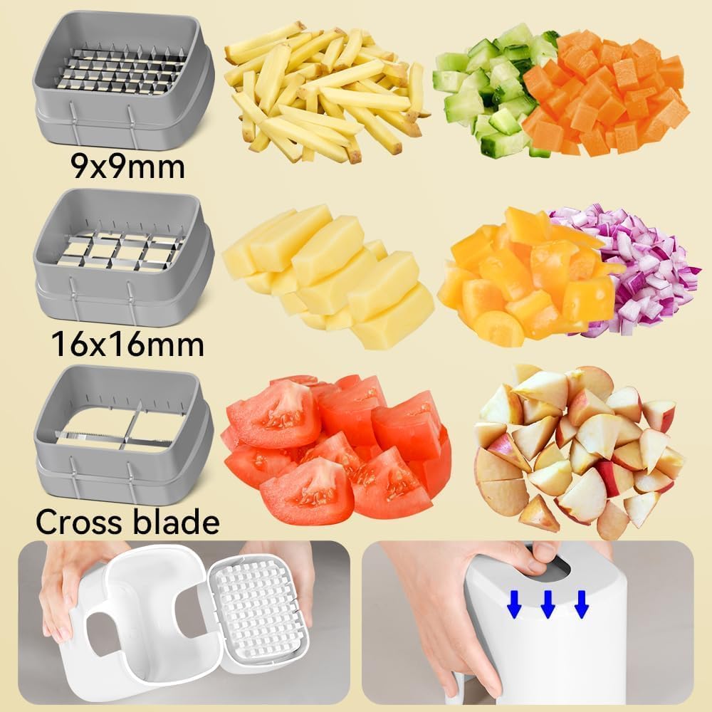 Vegetable Fruit Chopper French Fries Cutter Potato Onion Tomato 3 Sizes Dicer (WHITE)