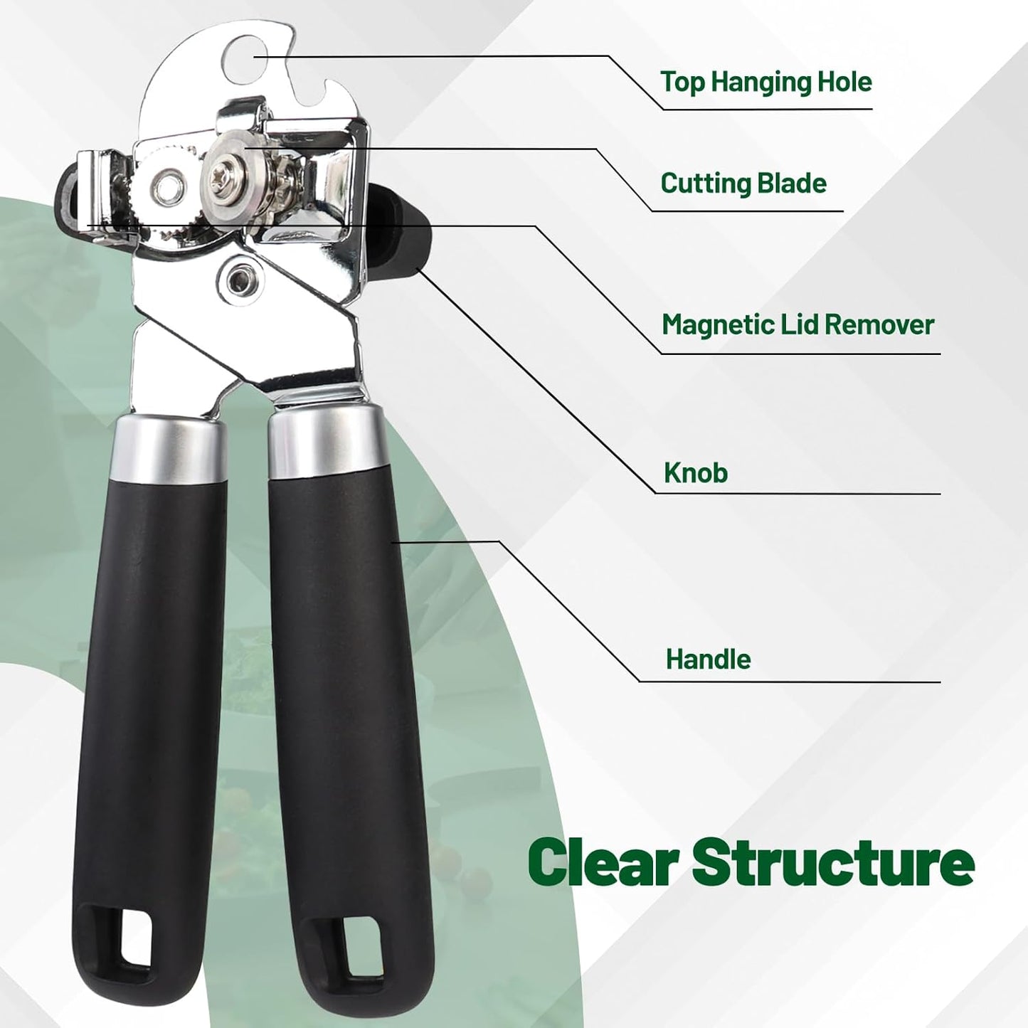 Can Opener Multifunction Manual Can Opener Features Black Stainless Steel Construction Open Can Beer Bottle with Magnetic Function for Daily Kitchen Use Seniors and Arthritis Hands