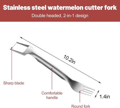 Watermelon cutter, two-in-one stainless steel fruit slicer, upgraded portable watermelon fork, a small fruit fork-slicer tool suitable for use in households, gatherings, camping and kitchens.(1pcs)