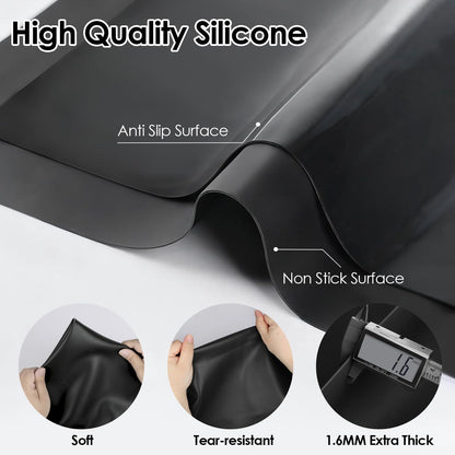 Standard Silicone Mat,Black Baking Mat-Food Grade Kids Dinner Table Placemat Non Slip Counter Mat with Raised Edges Heat Resistant Mat for Air Fryer Nonstick Pastry Dough Mat(1 Pack 23.6'' x 15.7'')