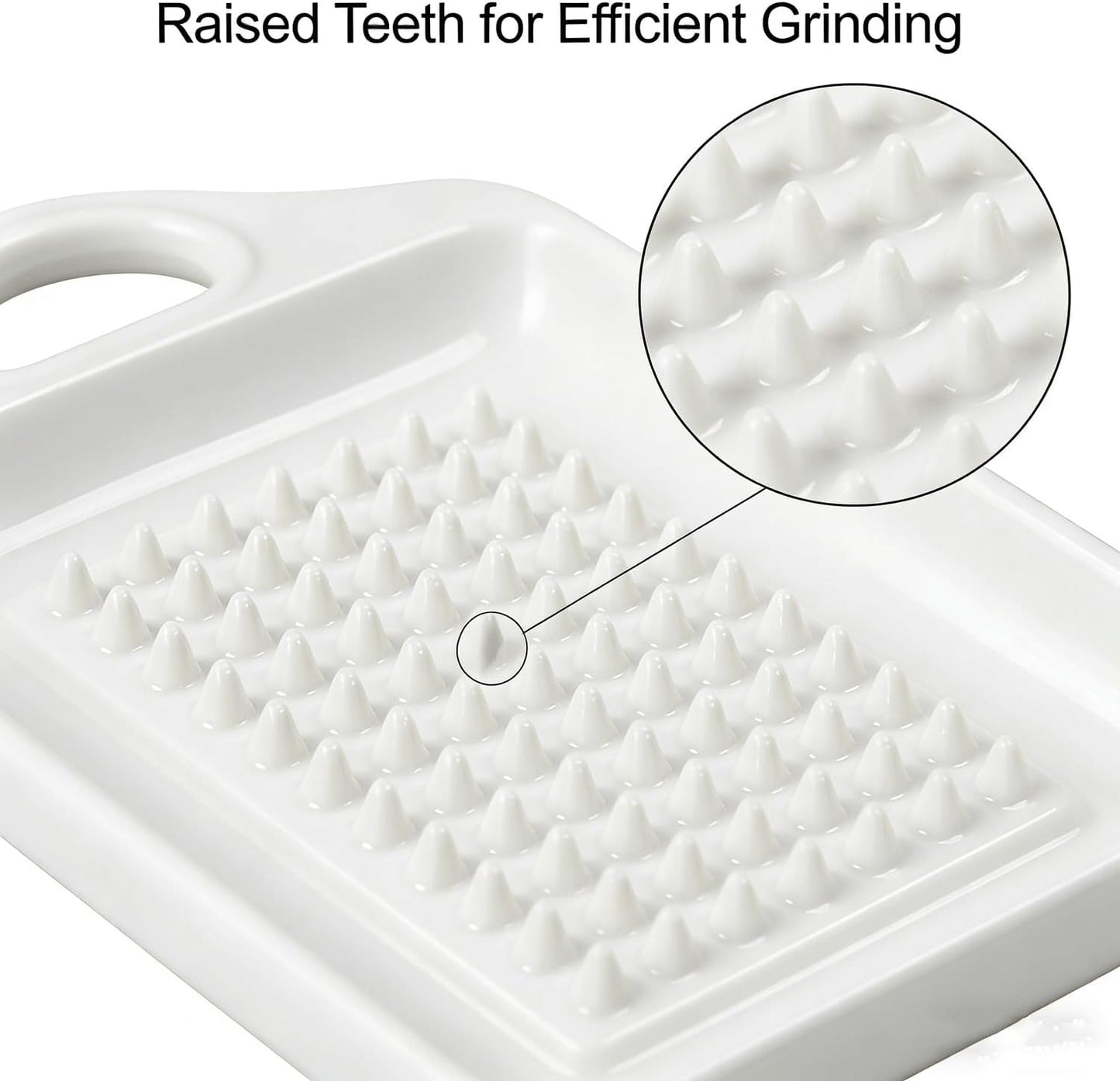 Ceramic Garlic Grater Plate, Ginger Grinder & Garlic Mincer with Raised Teeth, Multi-Function Manual Grater for Baby Food, Vegetables, Fruit & Spices, White