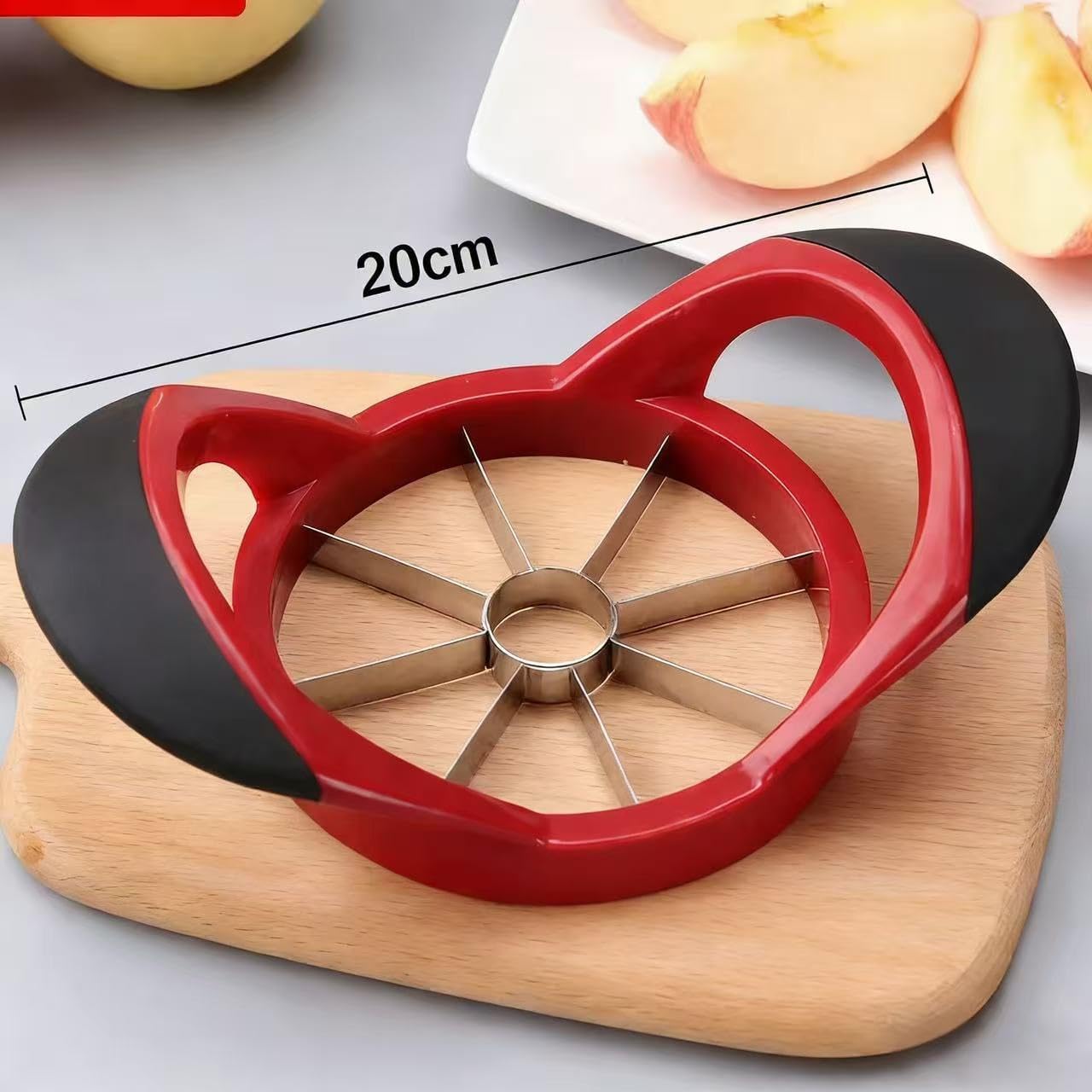 8 Blade Apple Slicer and Corer with Stainless Steel Blades Ergonomic Apple Cutter Quick Use Tool for Saving Time and Effort Red