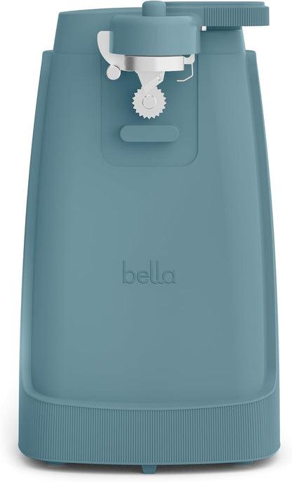 bella Electric Can Opener and Knife Sharpener, Removable Cutting Lever, Cord Storage, Stainless Steel Blade, Sage