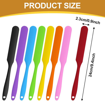 4 Pcs Jar Spatula Long Handle, Long Handle Sourdough Scraper for Jars, Baking & Cake Icing, Cream, Butter & Batter Kitchen Tool Set with Non-Slip Grip(Purple/Pink/Green/Yellow)