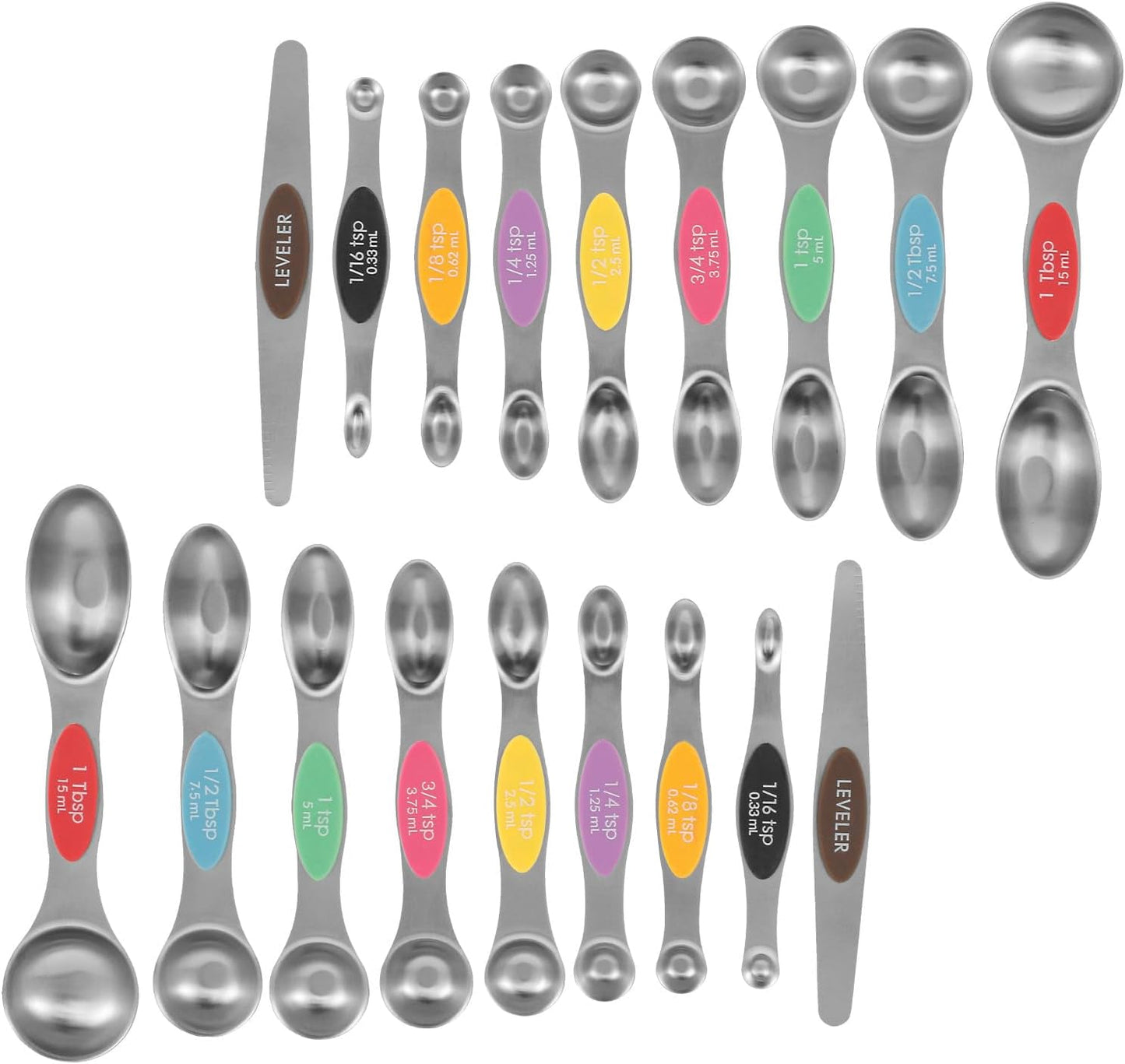 Magnetic Measuring Spoons Stainless Steel Double Sided Teaspoon Easy to Clean Measuring Spoons Nesting Teaspoons Solid Nesting Tablespoon Teaspoon for Liquid Ingredients (Colorful Set of 2)