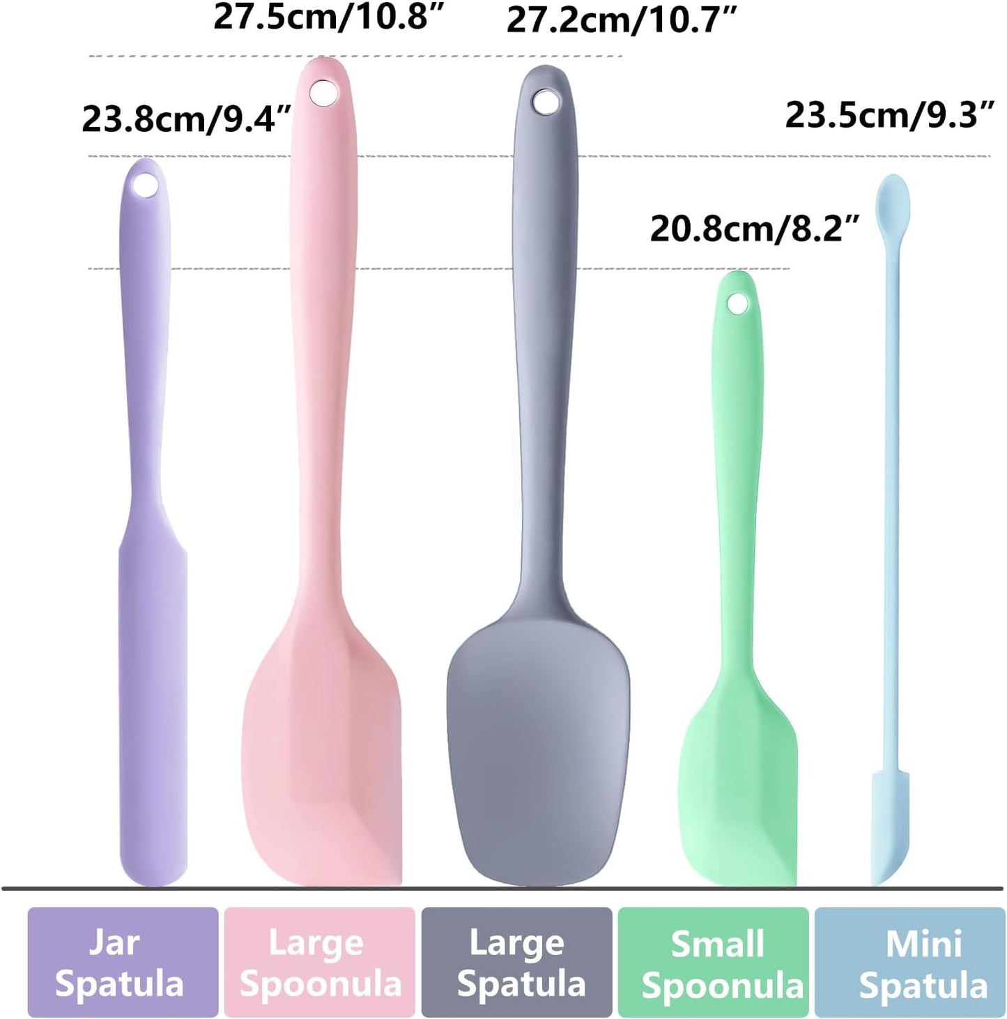 5 Piece Pink Silicone Spatula Set, Heat Resistant Rubber Spatulas Set, Silicone Kitchen Utensils Set Dishwasher Safe for Nonstick Cookware Baking Cooking