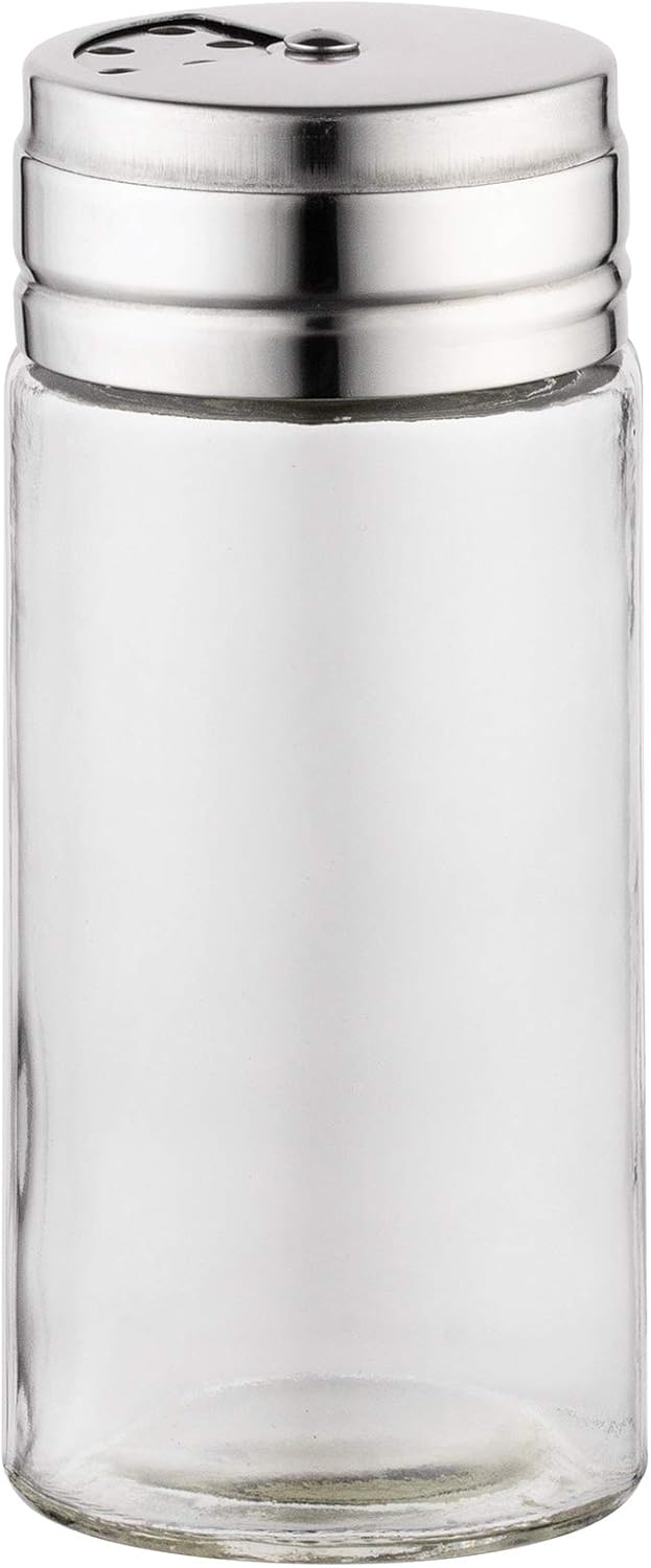 Fox Run 5167 Glass Spice Jar with Stainless Steel Shaker Lid, 6 Ounce, Clear Container for Seasonings, 1 Count (Pack of 1)