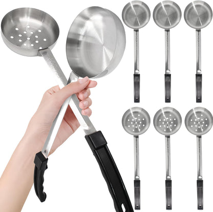 8PCS 2oz Portion Control Serving Spoons,Bariatric Serving Utensils Ideal Weight Watchers,Slotted and Unslotted Scoops,Heavy Duty Stainless Steel Utensils for Restaurants/Weight Loss(Red)