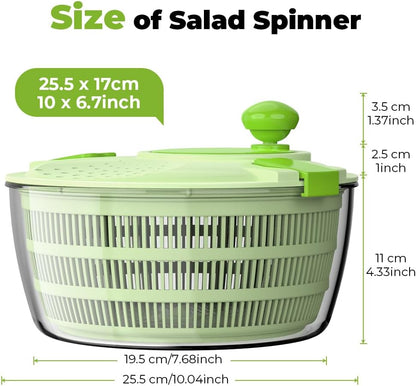 Salad Spinner, Fruit and Vegetable Washer, Spin and Dry Salad Greens, 3 QT Lettuce Spinner with Bowl and Mesh Basket