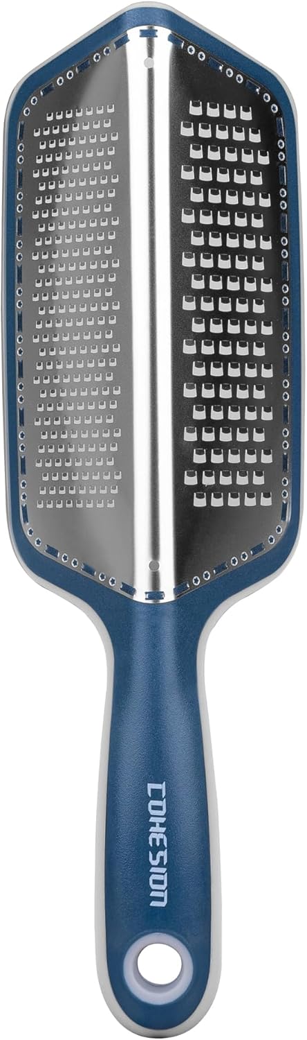 Cohesion Zester Grater Double-sided Graters for Kitchen - Kitchen Lemon Zester Tool for Cheese, Citrus, Garlic, Ginger, Nutmeg, Chocolate, Fruits, Vegetables with Sharp Premium Stainless Steel - Blue
