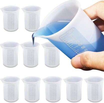 10 PCS 100ml Silicone Measuring Cups for Resin Non-Stick Mixing Cups Glue Tools, Precise Scale Toning Cups for Resin DIY Craft Jewelry Making
