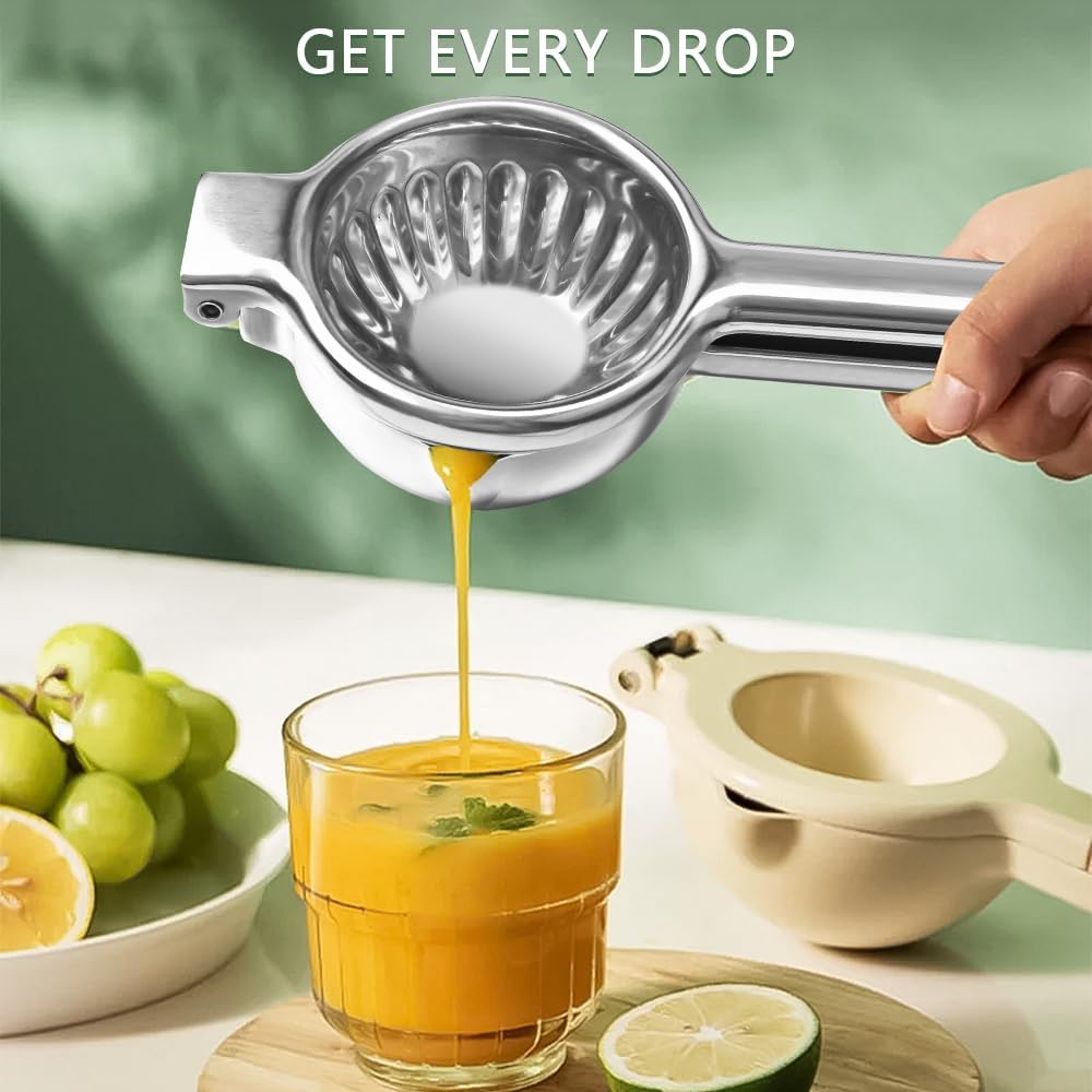 Stainless Steel Lemon Squeezer Lime Lemon and Fruit Juicer with Silicone Handles Large Manual Citrus Press Juicer