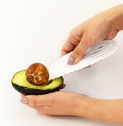 4-in-1 Avocado Slicer Tool - Cut, Pit, Scoop & Mash - White - BPA Free - Made in Japan