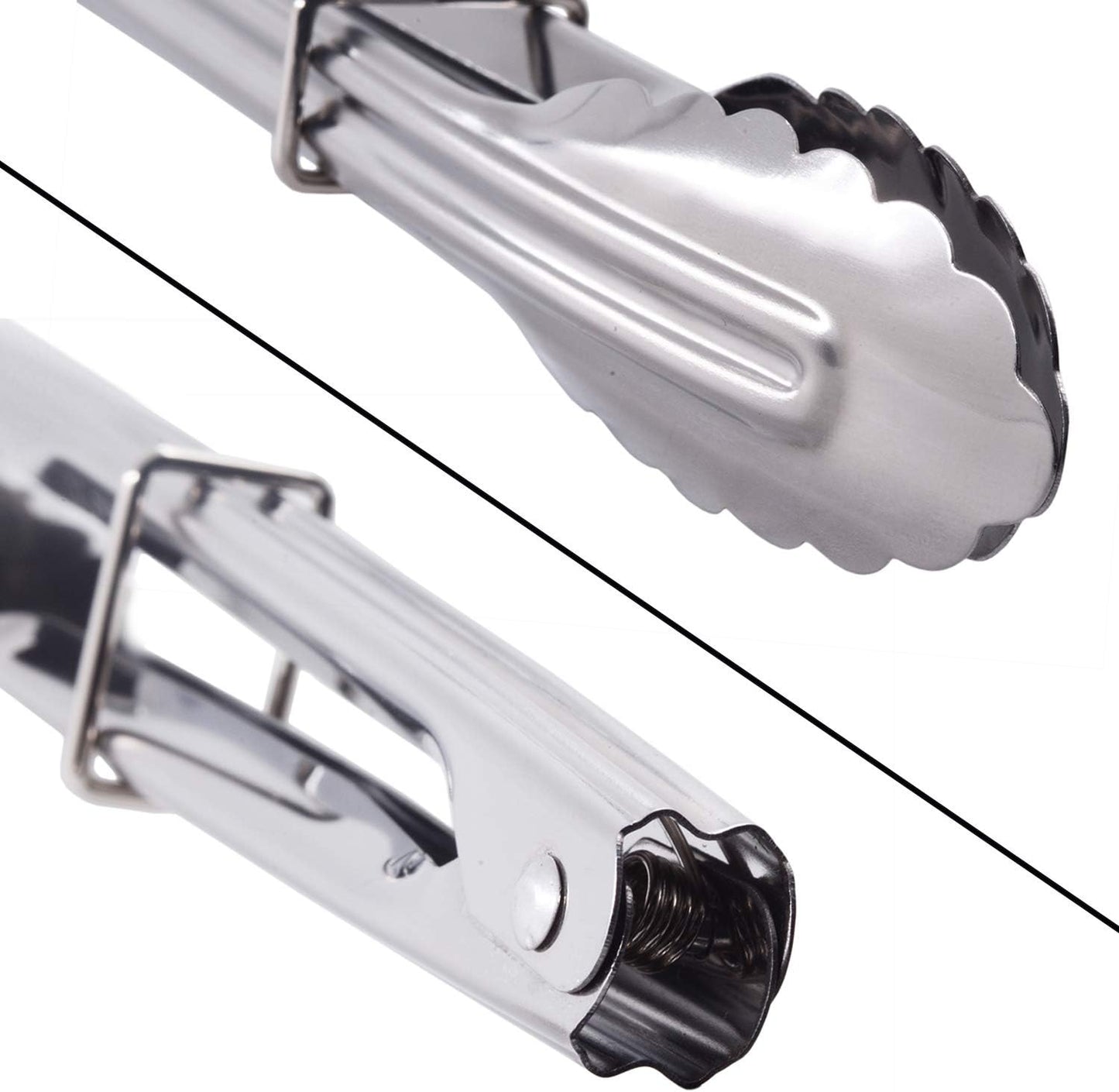 HINMAY Stainless Steel Kitchen Tongs Set Metal Cooking Tongs (7 9 12 Inch 3 Pieces)