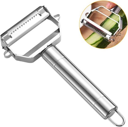 Vegetable Peeler,Julienne Cutter, Stainless Steel Dual Blade Fruit Peeler Slicer Shredder, 2 in 1 Kitchen Peeling Tool for Potato Carrot Cucumber Fruit