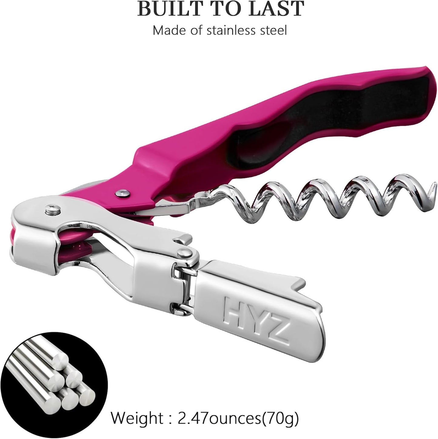 HYZ 2-Pack Wine Opener Waiter Corkscrew, Professional Wine Key for Servers, Bartender, with Foil Cutter, Manual Wine Bottle Opener Double Hinged (Black)