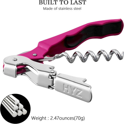 HYZ 2-Pack Wine Opener Waiter Corkscrew, Professional Wine Key for Servers, Bartender, with Foil Cutter, Manual Wine Bottle Opener Double Hinged (Black)