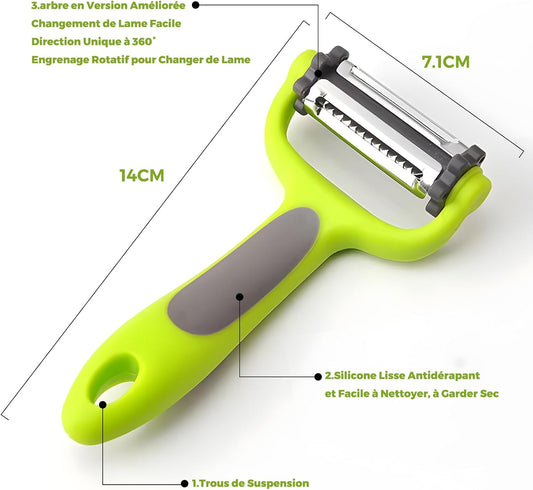 3 in 1 Julienne Peeler Fruit and Vegetable Peeler with Non-Slip Handle Ideal for Peeling Potatoes, Carrots and Various Fruits and Vegetables
