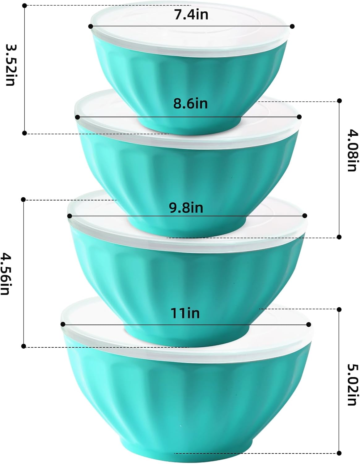 Mixing Bowls with Lids Set,4 Piece Large Plastic Nesting Bowls,Includes 4 Microwave safe Mixing Bowl and An Egg Whisk for Kitchen Prepping,Baking,Cooking Food, Pink