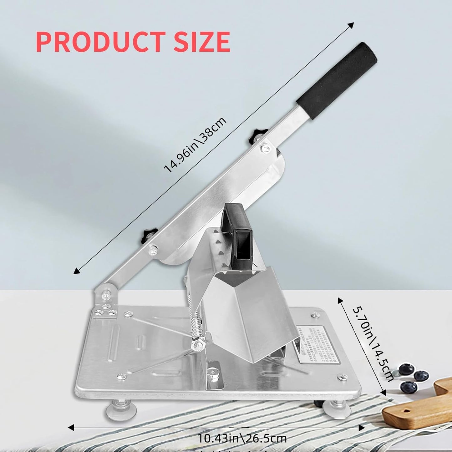 Manual Frozen Meat Slicer, Upgraded Stainless Steel Meat Cutter for Beef Mutton Bacon Home Food Slicing Machine for Hot Pot BBQ sandwiches pizza