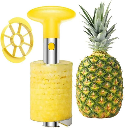 Pineapple Corer Slicer Peeler Stainless Steel for Diced Fruit Rings All in One (Yellow)