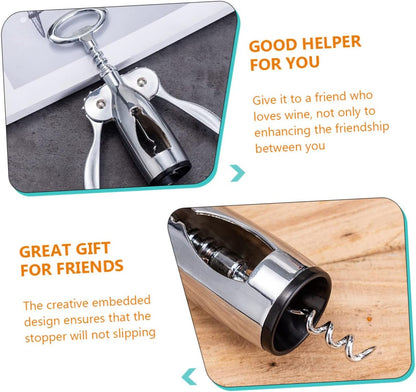 IMIKEYA Reusable Zinc Alloy Wing Corkscrew Wine Opener Cap Remover Manual Bottle Opener for Home Bar Picnic and Party Use
