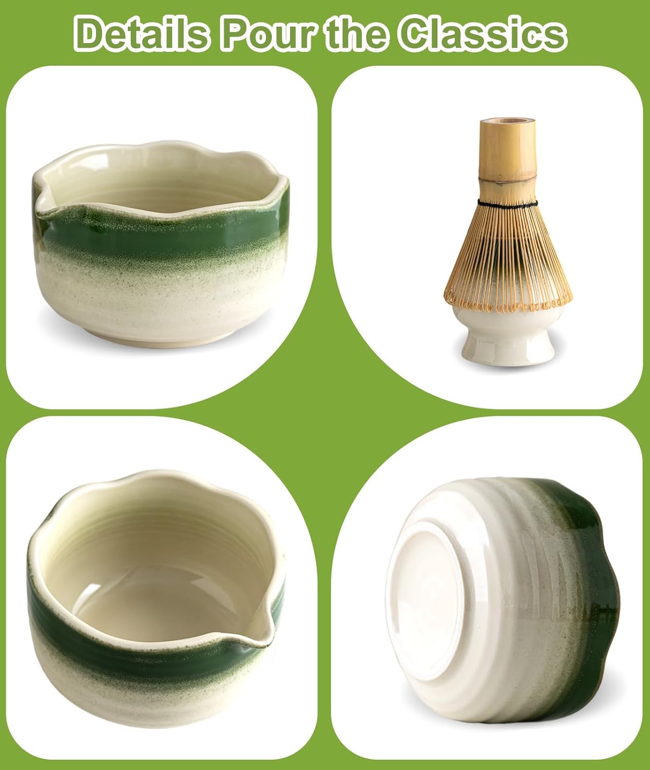 JBER Matcha Whisk Set, Ceramic Matcha Set Includes Bowl & Holder, Bamboo Whisk (Chasen), Sifter, Scoop, Spoon & Rest - 7PCS Matcha Kit Gift for Matcha Lovers & Beginners, Gradient Pink