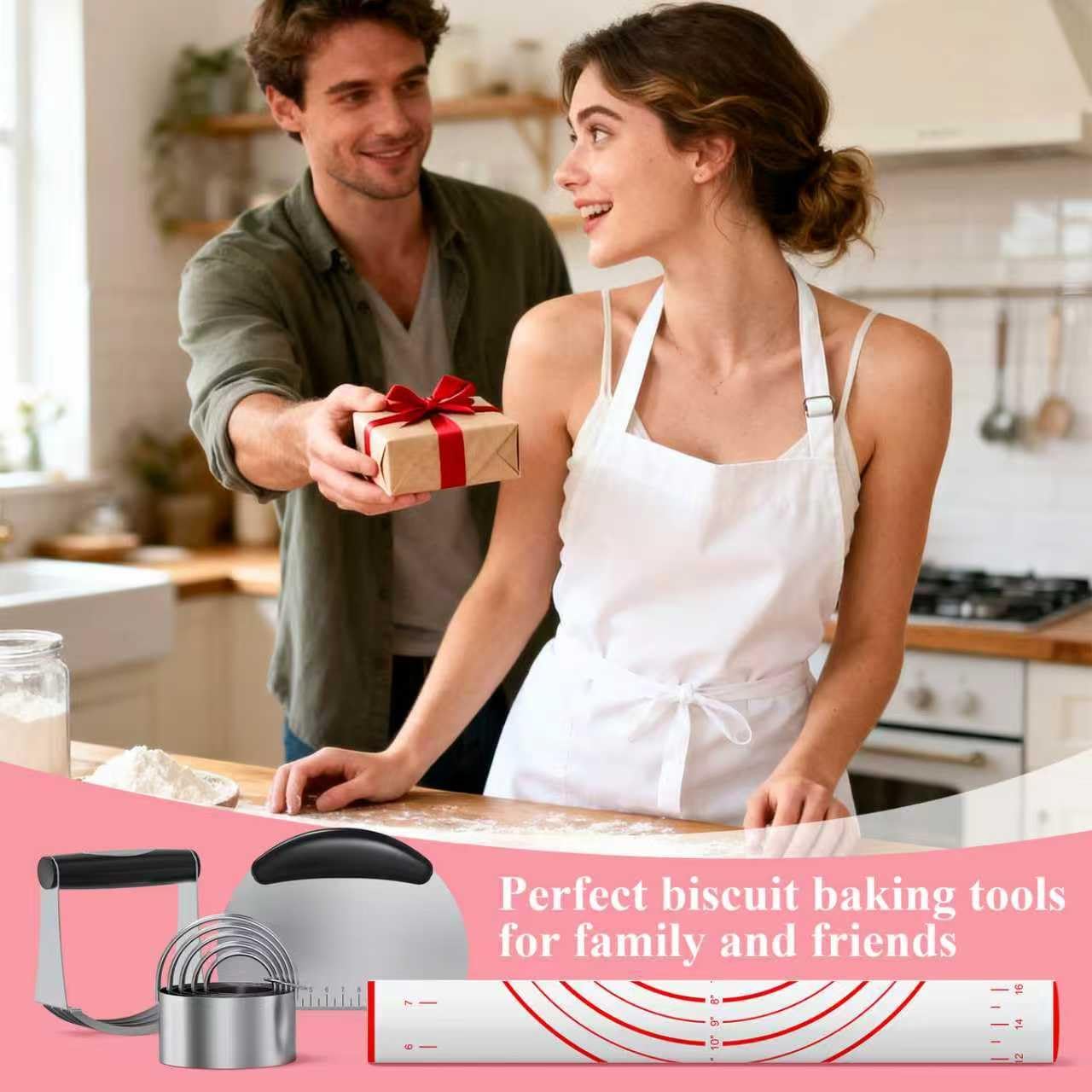 Biscuit Cutter Set, Dough Blender, Pastry Cutter, Biscuit Cutter, Dough Cutter,Pastry Cutter Set, Round Sifter,Baking Dough Tools for Cooking Cookies (3 Pcs/Set)