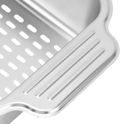 AYNEFY Extendable Over The Sink Basket Expandable Stainless Steel Colander 304 Food Grade Strainer for Washing Vegetables Fruits Pasta Dishes with Rubber Grip Handles (S)