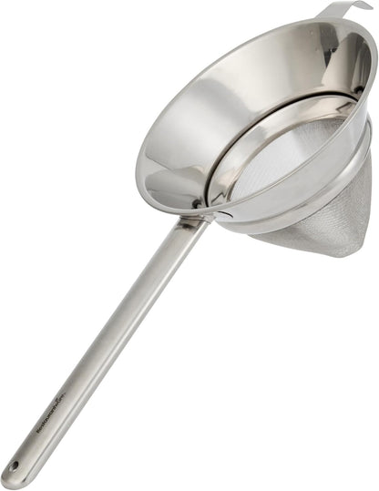Restaurantware Fine Mesh Strainer Set of 3 Different Sizes with Silicone Handle Stainless Steel Extra Fine Mesh Strainer Heat-Resistant Handle Dishwasher-Safe for Rice, Quinoa, Pasta