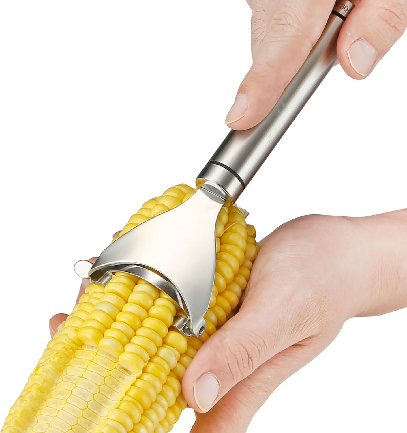 Stainless Steel Corn Peeler and Thresher Tool Quickly Strip Corn Kernels from Cobs, Essential Kitchen Gadget for Effortless Corn Preparation