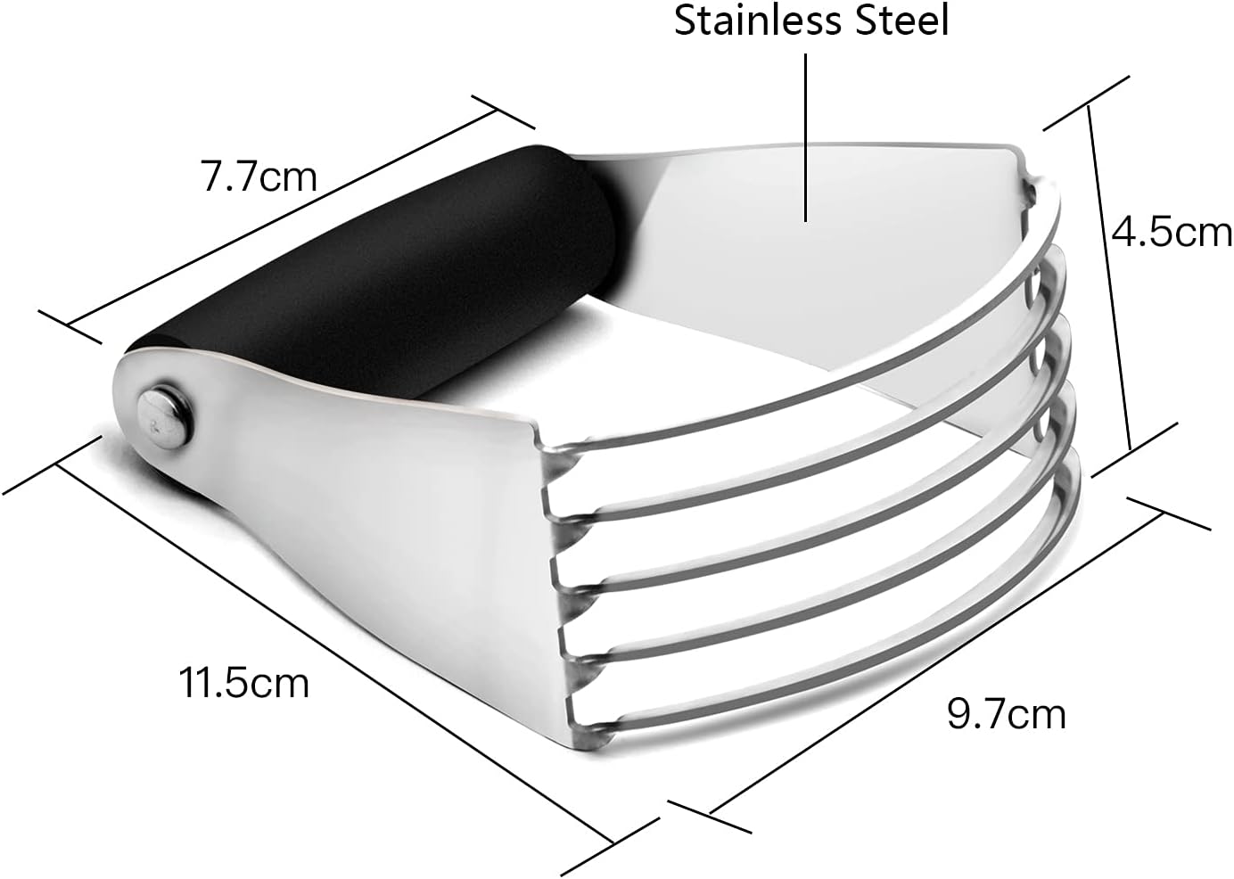 Stainless Steel Pastry Cutter/Dough Blender for Flaky Pie Crusts, Biscuits -Multipurpose Baking Tool,Black