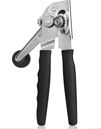 MARSWELL Heavy Duty Can Opener for Large Cans, Extra-Long Handles & Oversized Knob for Easy Cranking, Commercial Manual Hand Crank Opener Opens Big #10 Cans Smoothly, Strong All-Steel Construction