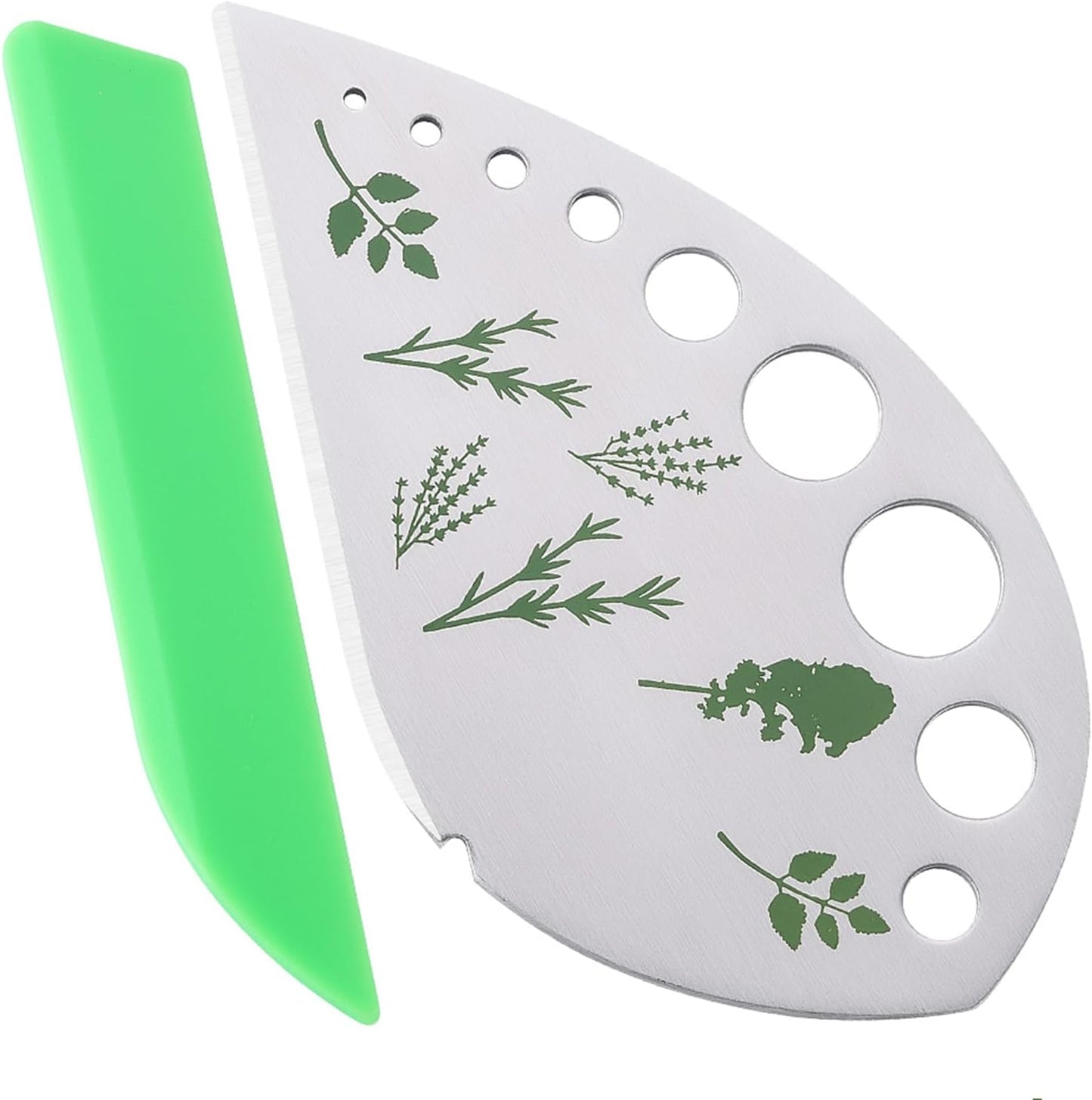 9 Holes Herb Leaf Stripper and Herb Cutter 2 in 1, Stainless Steel Fresh Herb Leaf Cilantro Chopper Stripping Tool