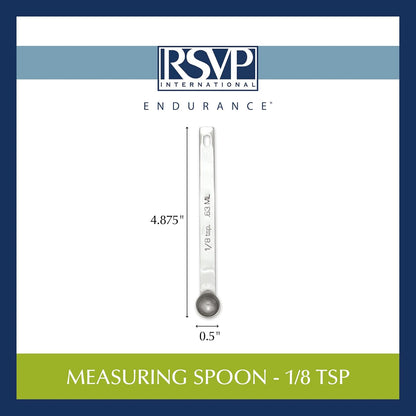 RSVP International Endurance Kitchen Collection Open Stock Measuring Spoon, Stainless Steel, Dishwasher Safe, 0.5-Teaspoon