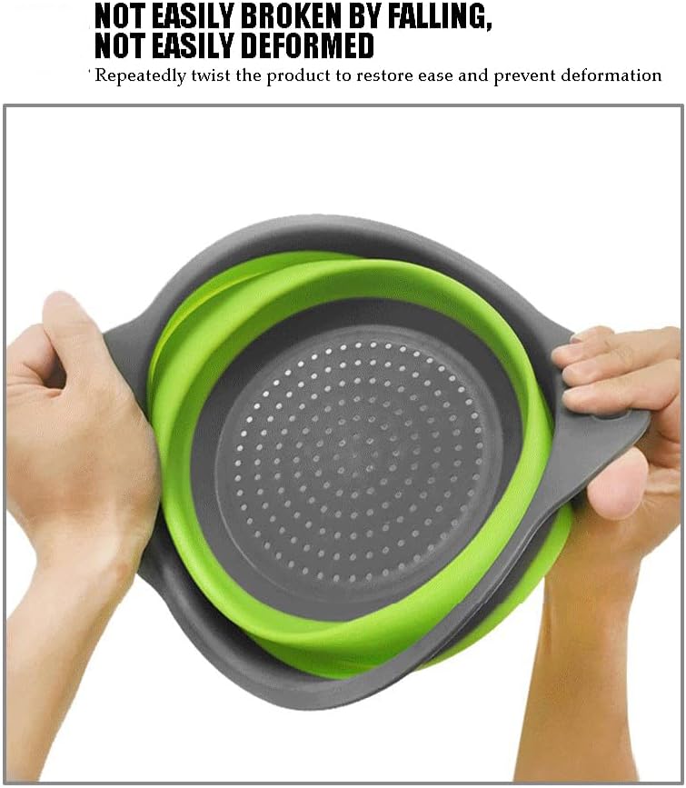 Collapsible Silicone Colander for Kitchen Sink, Foldable Vegetable Strainer Basket with Handles, Small Kitchen Drainer for Pasta Fruits and Vegetables (Red)