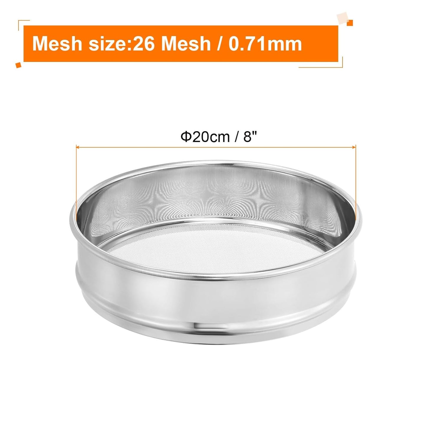 PATIKIL 40 Mesh Lab Sieve, 8" Diameter Test Sieve 304 Stainless Steel Wire Cloth (0.45mm) for Industrial Laboratory - Colors A