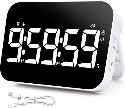 TXL Kitchen Timer for Cooking, Rechargeable Digital Magnetic Timer with Large LED Display, Loud Alarm, Sound Countdown, 4 Volume Levels and 3 Brightness for Classroom, Study (RGB)