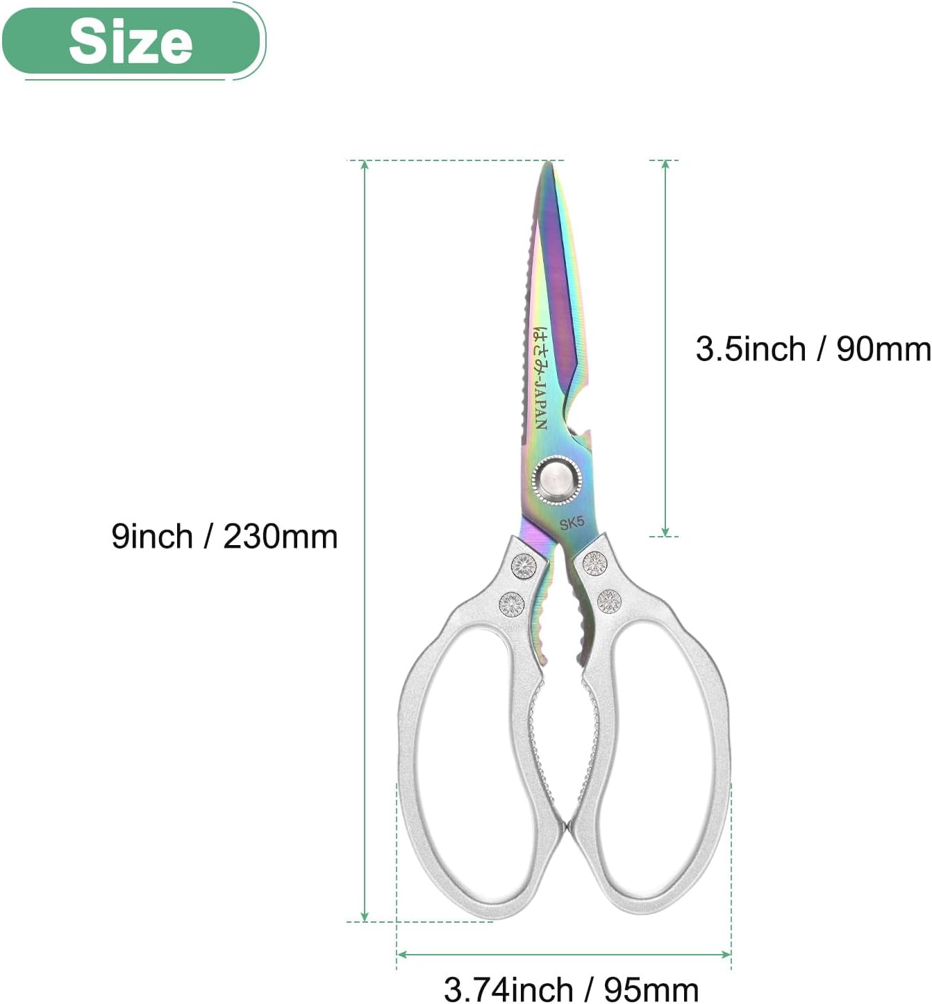 M METERXITY Kitchen Scissors, 9" Multi-Purpose Stainless Steel Heavy Kitchen Shears for Food/Poultry/Pizza/Herb, Lotus Handle Shape Cooking Scissors Dishwasher Safe [Silver Tone]