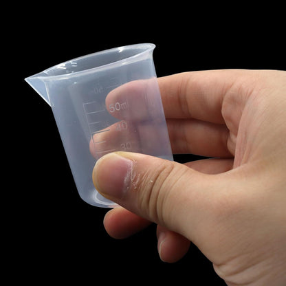 4 Pcs 50ml / 100ml /150ml /300ml Capacity Clear Measuring Cup, Transparent Lab Liquid Mixing Cups, Plastic Graduated Beakers for Kitchen Cooking Medicine Measure Tool