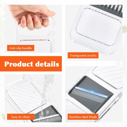 Multifunctional Mandoline Slicer with 6 Interchangeable Blades, Handheld Food Slicer with Safety Guard, Adjustable Stainless Steel Blade for Vegetable, Potato, Tomato, Onion