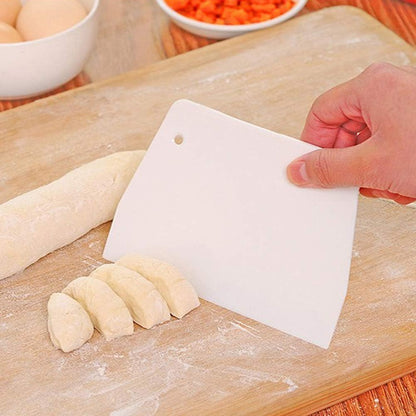 3 Pieces Dough Scraper Bowl Scraper Food-safe Plastic Dough Cutter Trapezoidal Plastic Scraper Practical Bench Scraper Multipurpose Food Scrappers for Bread Dough Cake Fondant Icing, White