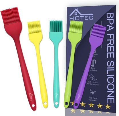 HOTEC 2 pieces Set Basting Brushes Silicone Heat Resistant Pastry Brushes Spread Oil Butter Sauce Marinades for BBQ Grill Barbecue Baking Kitchen Cooking BPA Free Dishwasher Safe (Classic Blue)