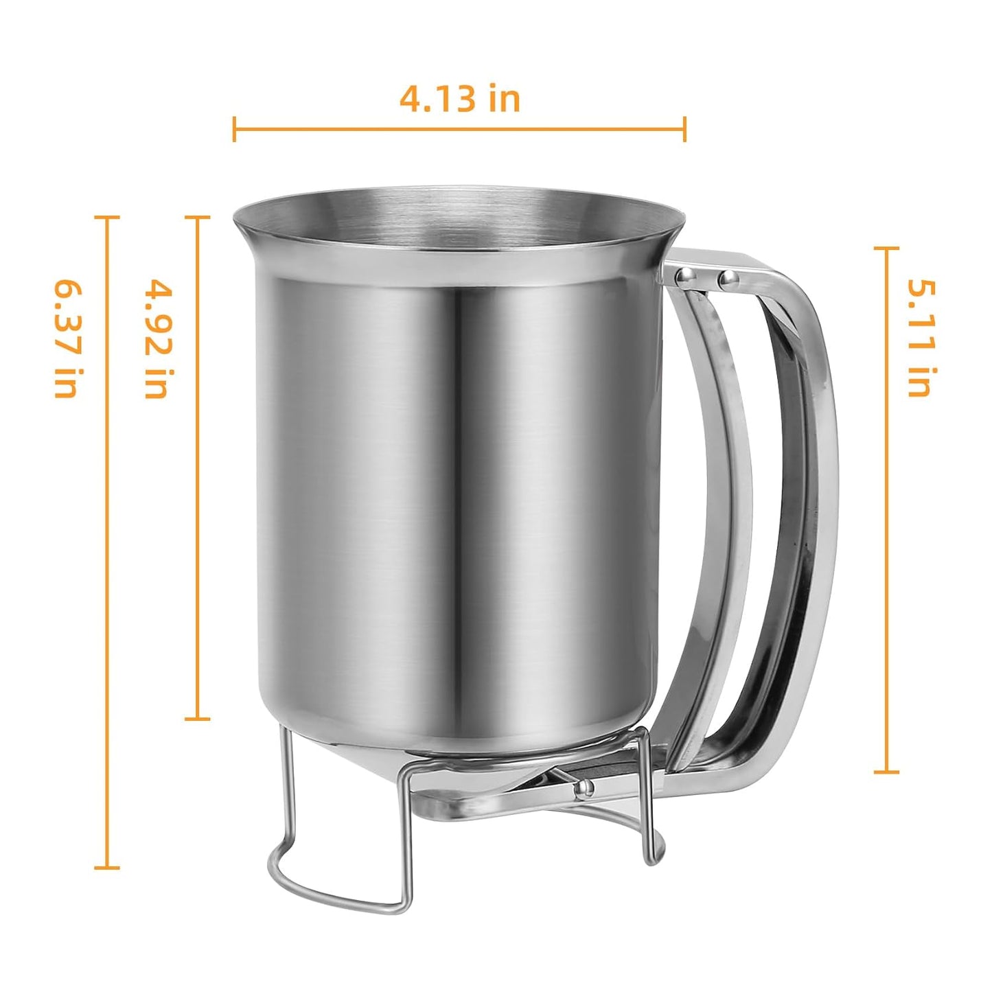 Yummy Sam Stainless Steel Pancake Batter Dispenser with Handle,32oz 900ml Heavy Duty Waffles Funnel Cake Dispenser with 12PCS Silicone Baking Cups,Pancake Pourer Batter Pitcher for Cupcakes,Crepes