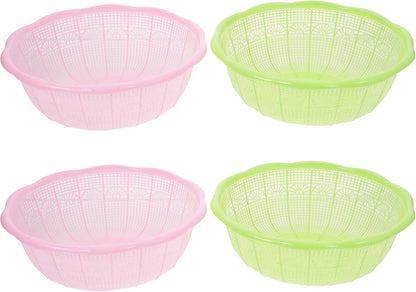 Amosfun 4-Pack 9" Plastic Rice Colander Set – Multipurpose Wash & Drain Bowl for Rice, Pasta, Produce – Space-Saving Kitchen Tool for Small Counters, RV & Dorm