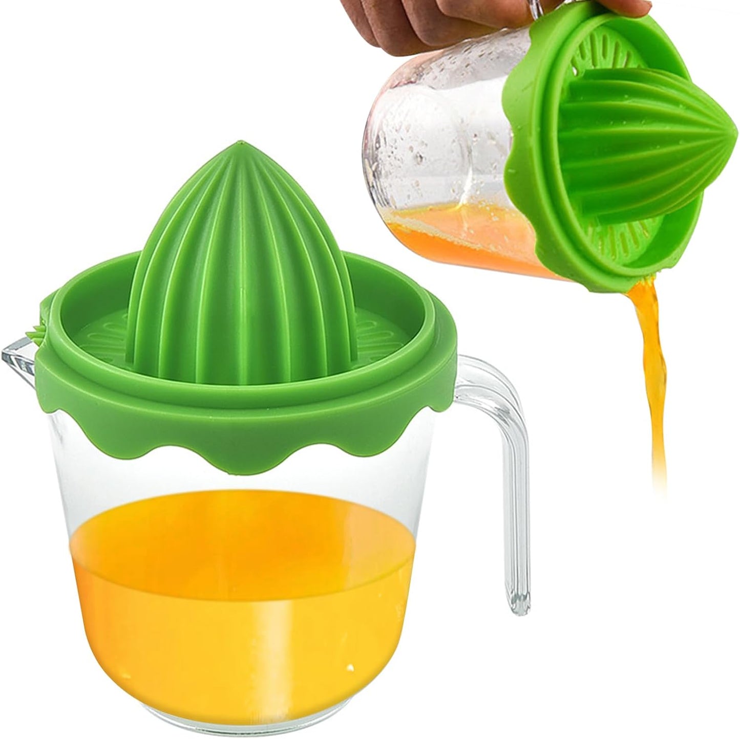 Citrus Orange Juicer, Lemon Manual Hand Squeezer Lime Press Anti-Slip Lid Rotation Reamer with Strainer and Container…