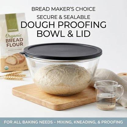 4.9 Quart Large Glass Mixing Bowl with Lid, Clear Glass Bowl for Bread Dough Mixing, Bread Making, Salad Serving, Food Prep & Storage